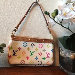 Authentic Louis Vuitton Multicolor White Pochette